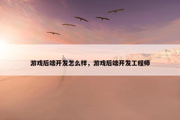 游戏后端开发怎么样，游戏后端开发工程师