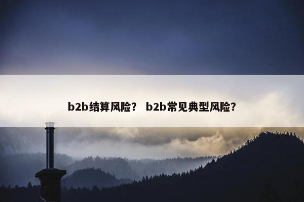 b2b结算风险？ b2b常见典型风险？