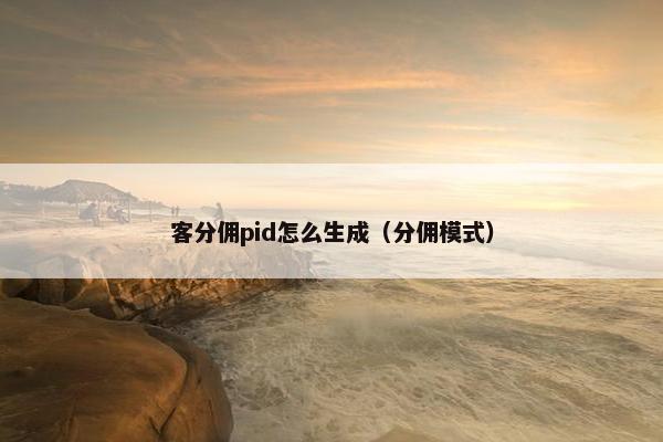 客分佣pid怎么生成（分佣模式）