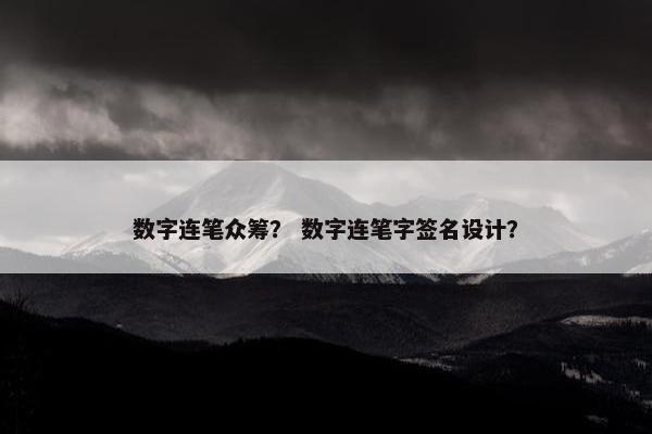 数字连笔众筹？ 数字连笔字签名设计？