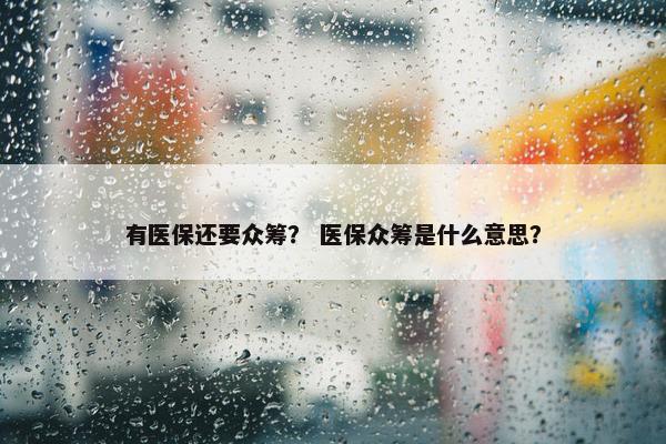 有医保还要众筹？ 医保众筹是什么意思？