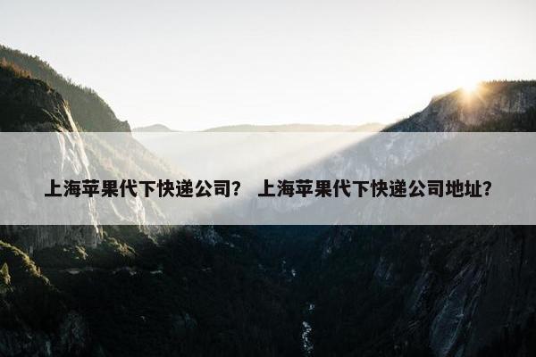 上海苹果代下快递公司？ 上海苹果代下快递公司地址？