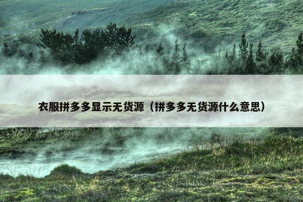 衣服拼多多显示无货源（拼多多无货源什么意思）