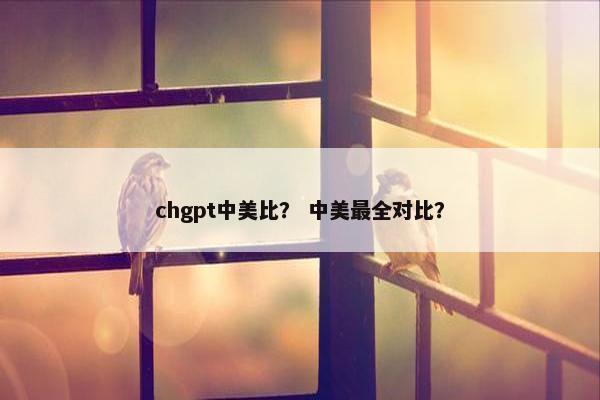 chgpt中美比？ 中美最全对比？