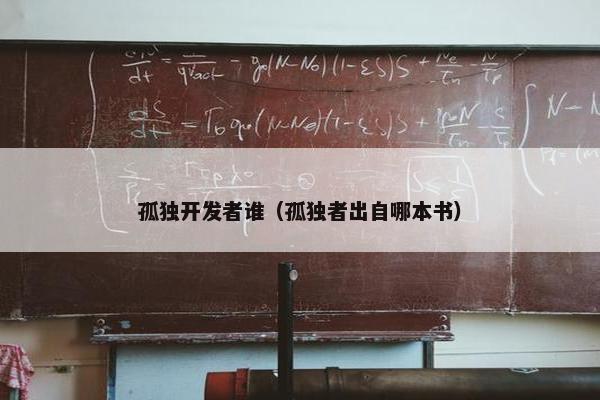 孤独开发者谁（孤独者出自哪本书）