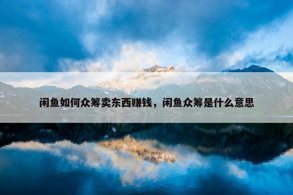 闲鱼如何众筹卖东西赚钱，闲鱼众筹是什么意思
