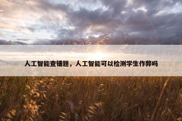 人工智能查错题，人工智能可以检测学生作弊吗
