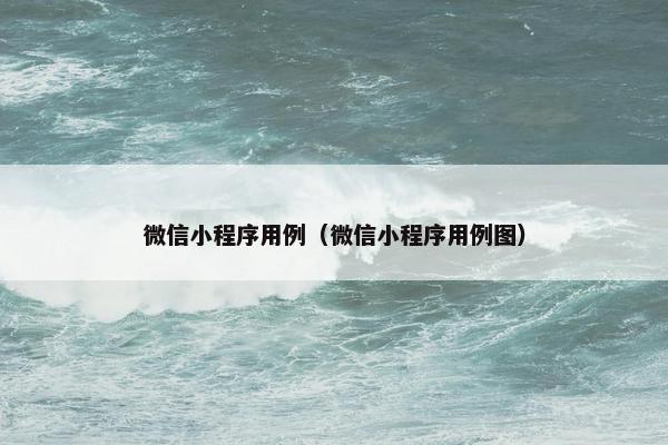 微信小程序用例（微信小程序用例图）