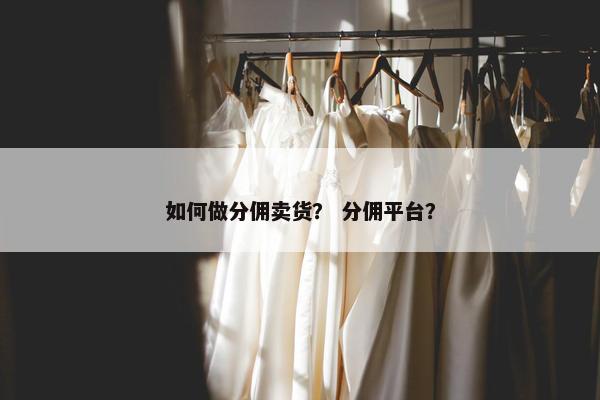 如何做分佣卖货？ 分佣平台？
