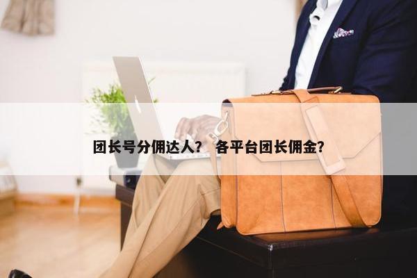 团长号分佣达人？ 各平台团长佣金？