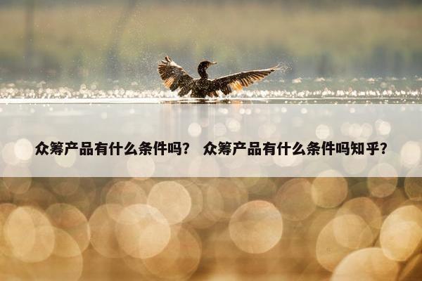 众筹产品有什么条件吗？ 众筹产品有什么条件吗知乎？