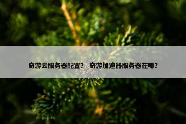 奇游云服务器配置？ 奇游加速器服务器在哪？