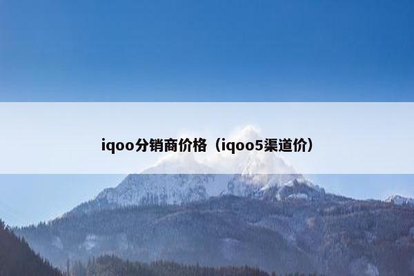 iqoo分销商价格（iqoo5渠道价）