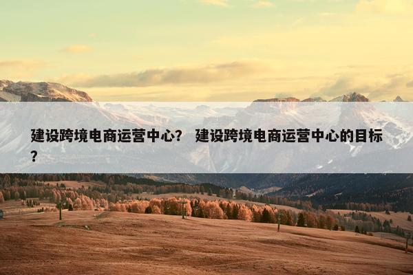 建设跨境电商运营中心？ 建设跨境电商运营中心的目标？