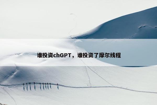 谁投资chGPT，谁投资了摩尔线程
