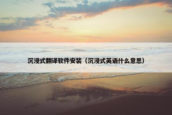 沉浸式翻译软件安装（沉浸式英语什么意思）