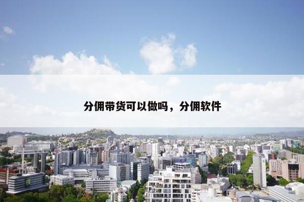 分佣带货可以做吗，分佣软件
