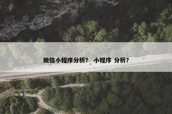 微信小程序分析？ 小程序 分析？