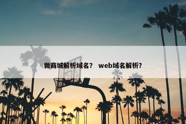 微商城解析域名？ web域名解析？