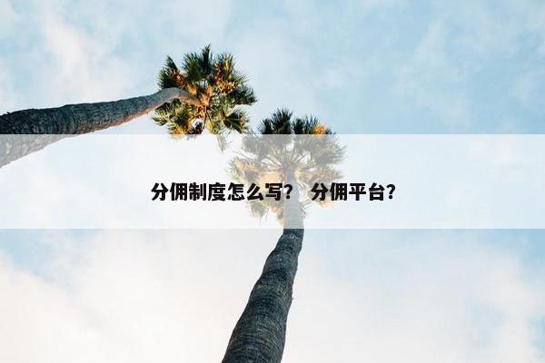 分佣制度怎么写？ 分佣平台？