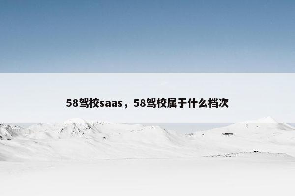 58驾校saas，58驾校属于什么档次