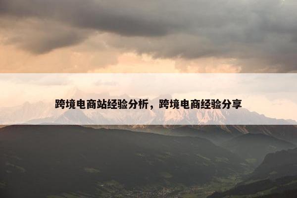 跨境电商站经验分析，跨境电商经验分享