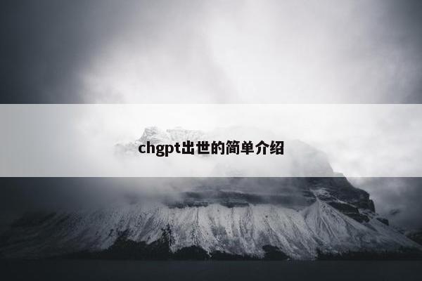 chgpt出世的简单介绍
