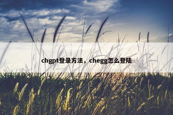 chgpt登录方法，chegg怎么登陆