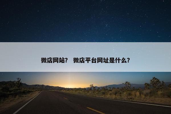 微店网站？ 微店平台网址是什么？