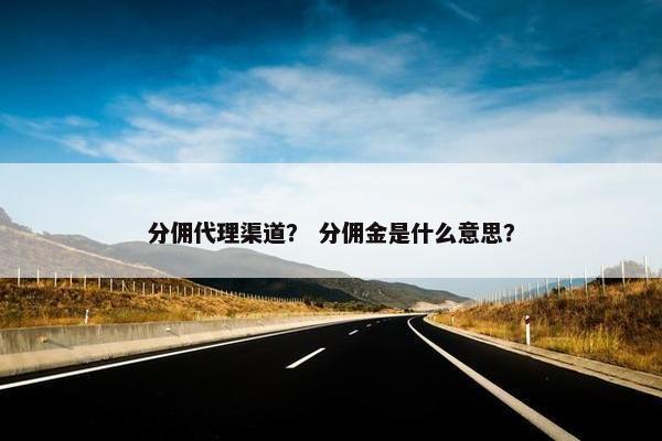 分佣代理渠道？ 分佣金是什么意思？