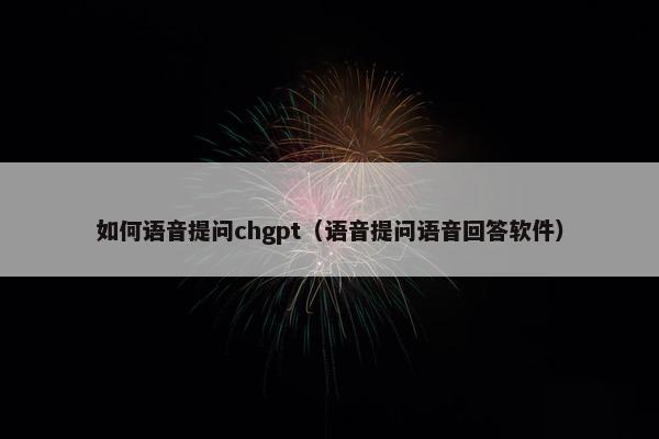 如何语音提问chgpt（语音提问语音回答软件）