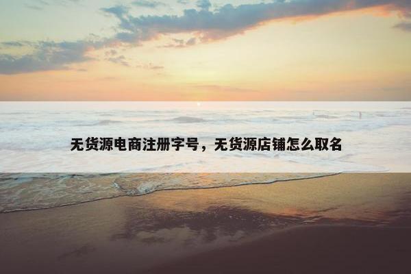 无货源电商注册字号，无货源店铺怎么取名