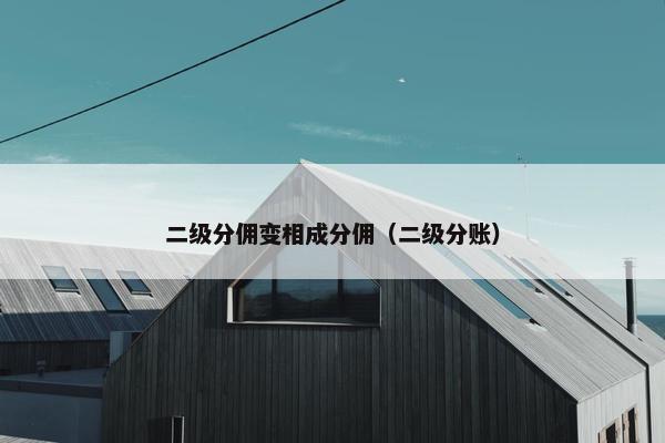二级分佣变相成分佣（二级分账）