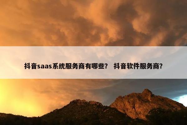 抖音saas系统服务商有哪些？ 抖音软件服务商？