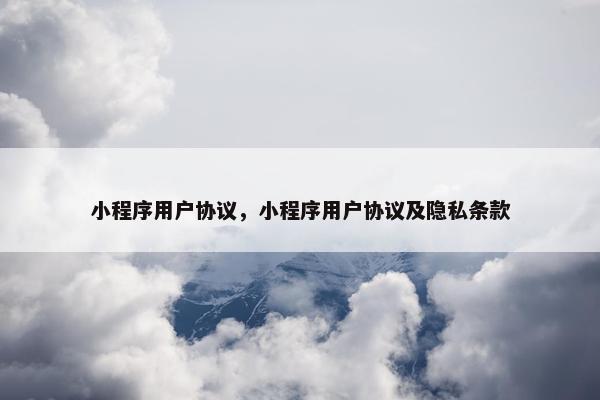 小程序用户协议，小程序用户协议及隐私条款