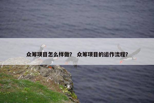 众筹项目怎么样做？ 众筹项目的运作流程？