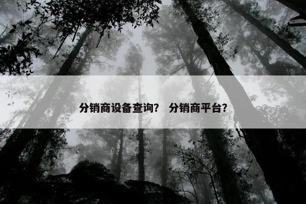 分销商设备查询？ 分销商平台？