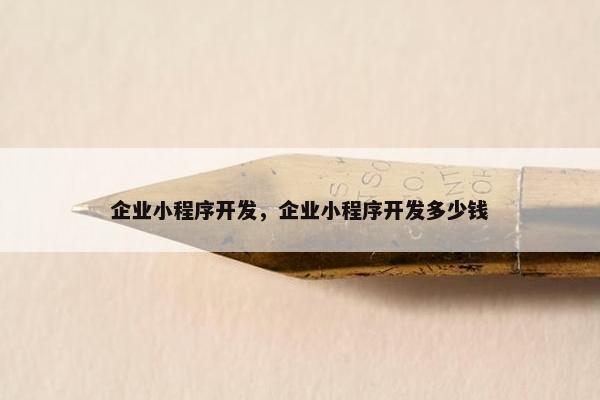 企业小程序开发，企业小程序开发多少钱
