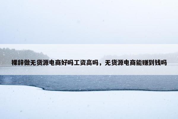 裸辞做无货源电商好吗工资高吗，无货源电商能赚到钱吗