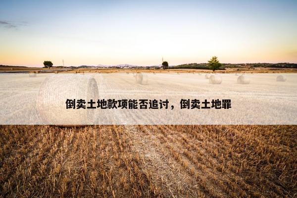 倒卖土地款项能否追讨，倒卖土地罪