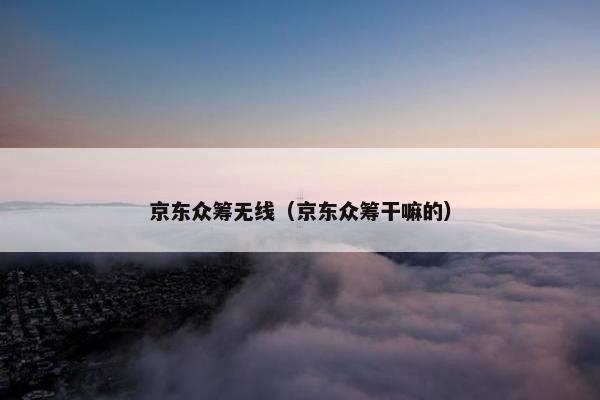 京东众筹无线（京东众筹干嘛的）