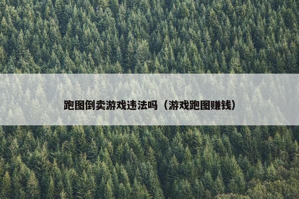 跑图倒卖游戏违法吗（游戏跑图赚钱）