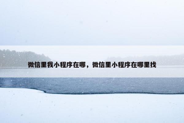 微信里我小程序在哪，微信里小程序在哪里找