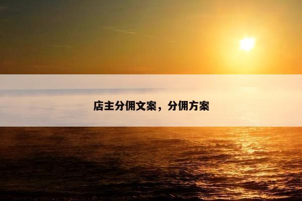 店主分佣文案，分佣方案