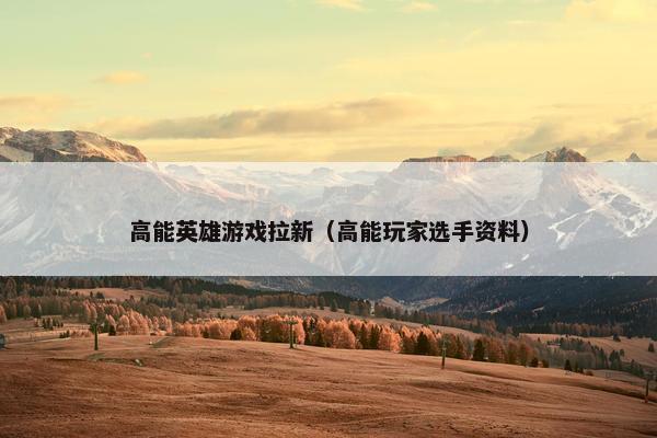 高能英雄游戏拉新（高能玩家选手资料）