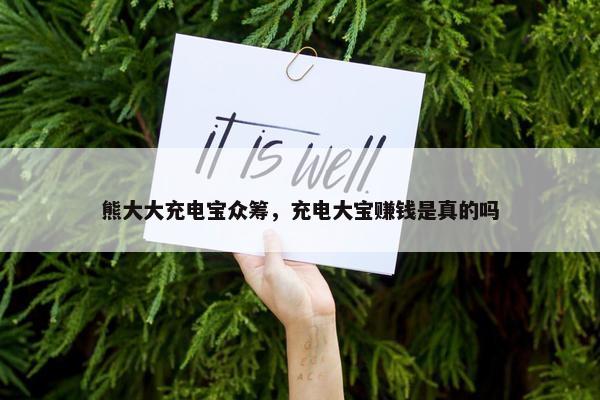 熊大大充电宝众筹，充电大宝赚钱是真的吗