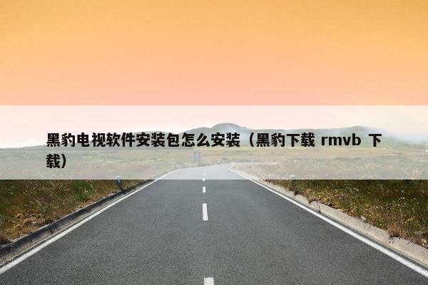 黑豹电视软件安装包怎么安装（黑豹下载 rmvb 下载）