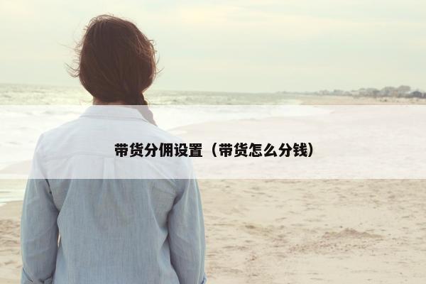 带货分佣设置（带货怎么分钱）
