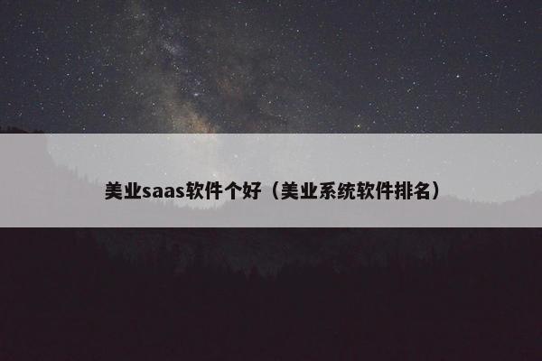 美业saas软件个好（美业系统软件排名）