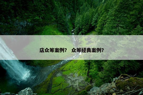 店众筹案例？ 众筹经典案例？
